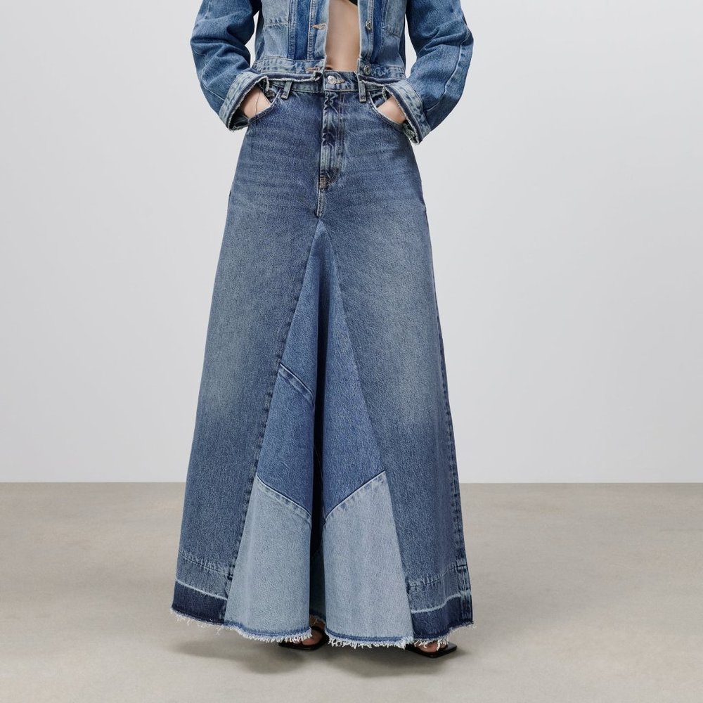 ZARA Limited Edition Patchwork Denim  Jean Maxi Skirt. NWT.   SOLD OUT